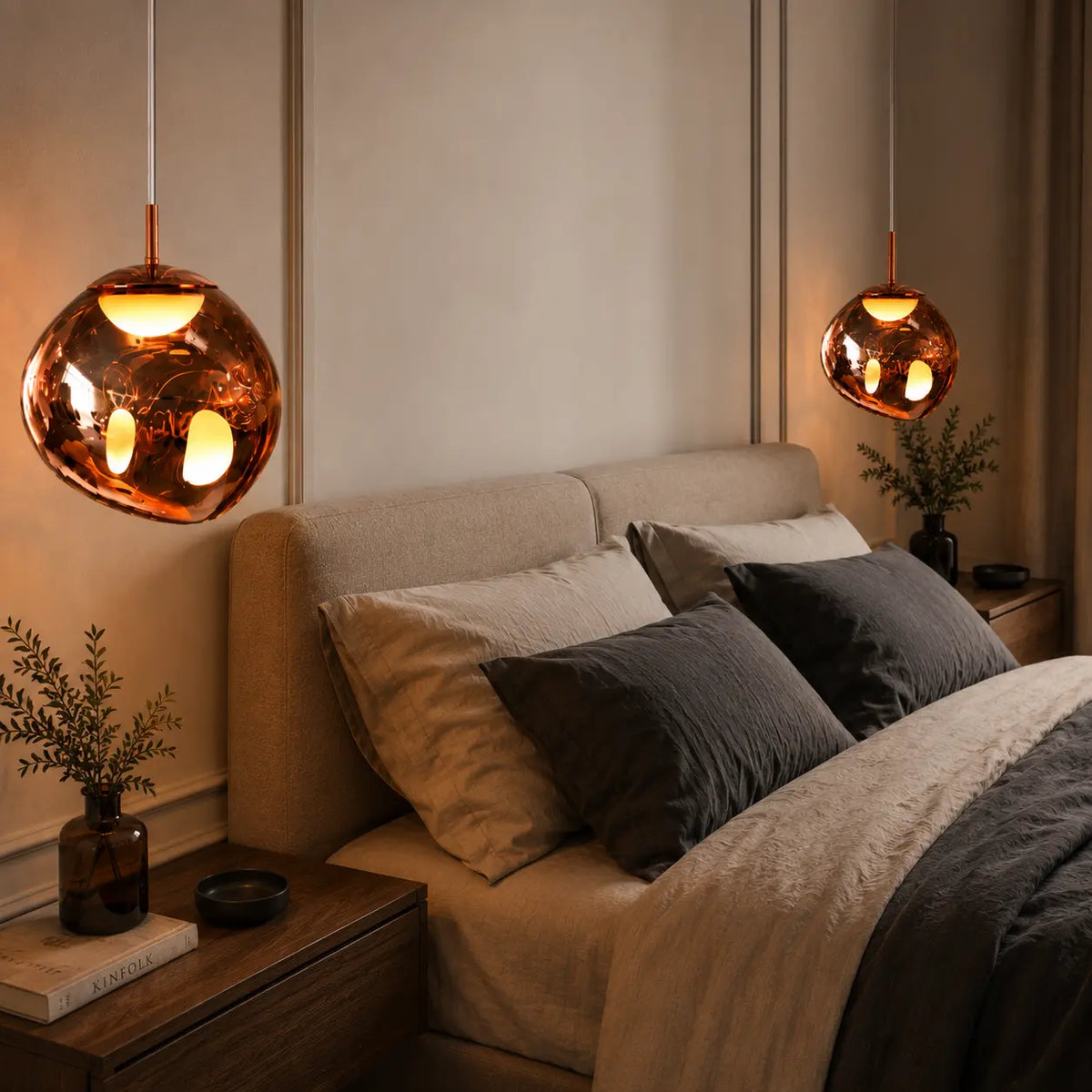 Suspension LED Design Effet Verre Fondu & Miroir