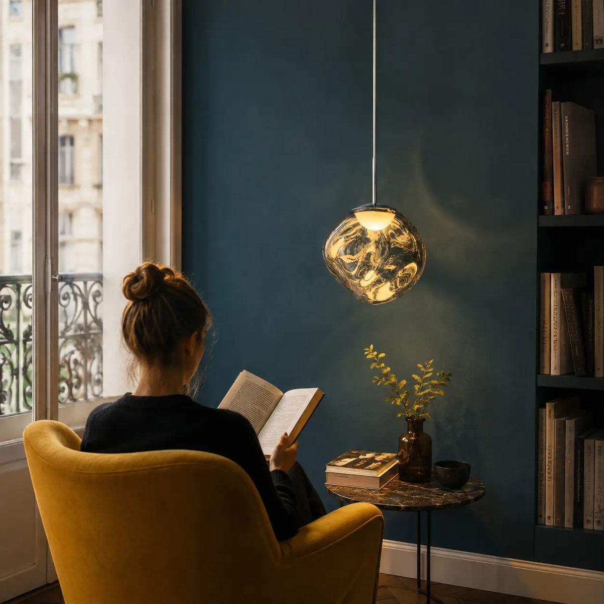 Suspension LED Design Effet Verre Fondu & Miroir