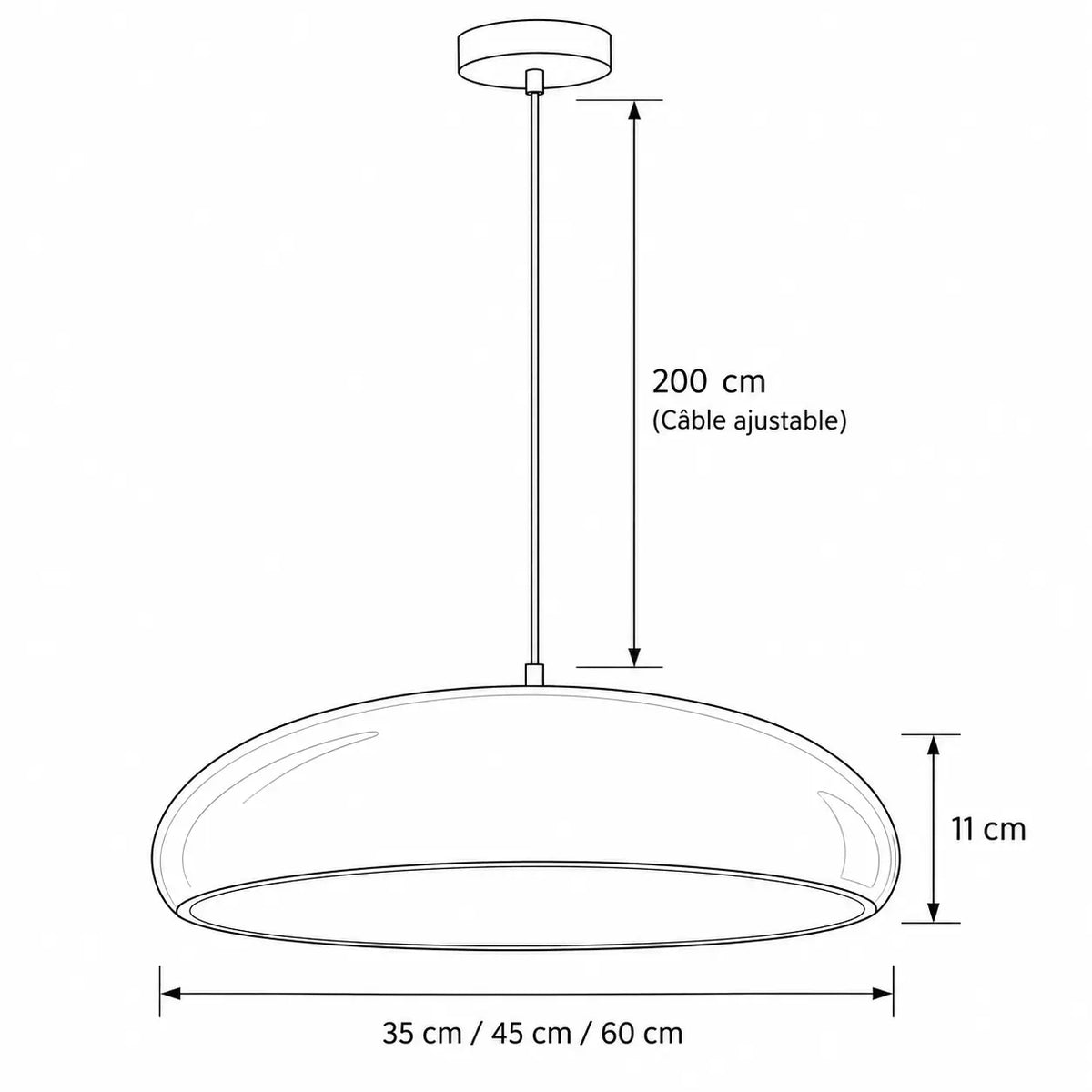 Suspension Luminaire Design en Forme de Dôme