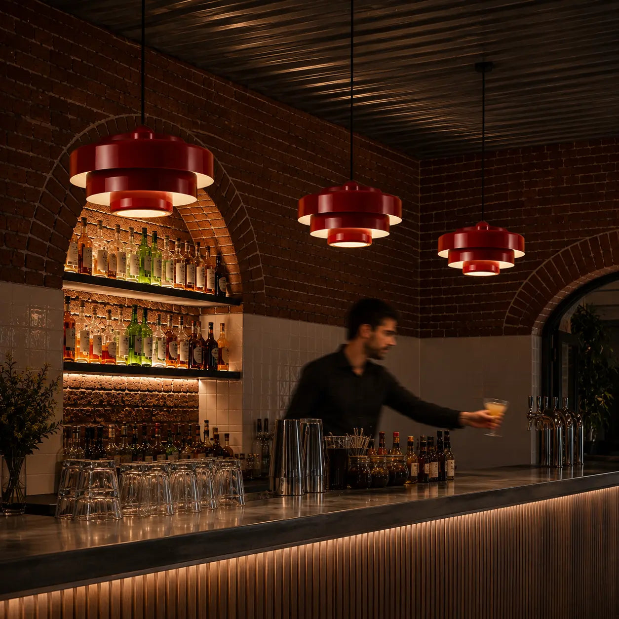 Suspension Métal Laqué Design Rétro Bauhaus Étagée