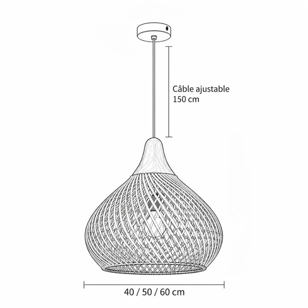 Suspension Rotin Naturel Tressage Artisanal Bohème