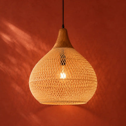 Suspension Rotin Naturel Tressage Artisanal Bohème