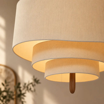 Suspension Tissu Lin Beige Design Japandi Étagée