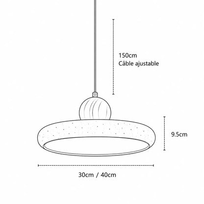 Suspension Travertin & Bois Design Disque Épuré LED