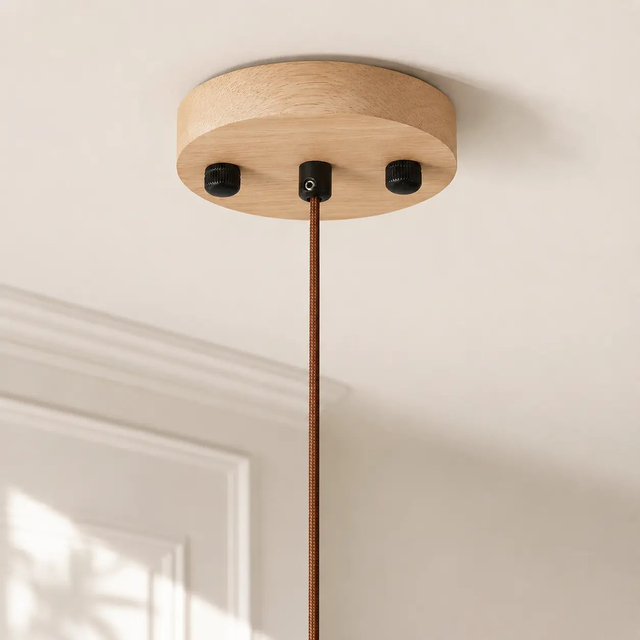 Suspension Travertin & Bois Design Disque Épuré LED
