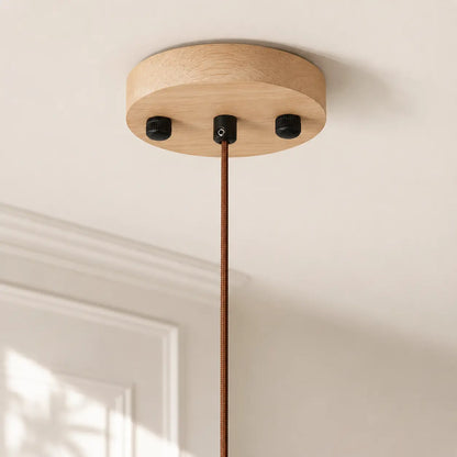 Suspension Travertin & Bois Design Disque Épuré LED