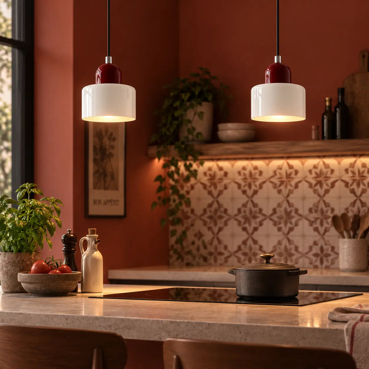 Suspension Verre Bicolore Design Bauhaus E27