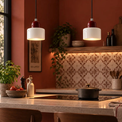 Suspension Verre Bicolore Design Bauhaus E27