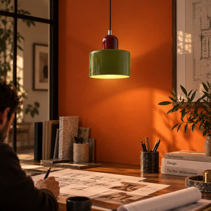 Suspension Verre Bicolore Design Bauhaus E27