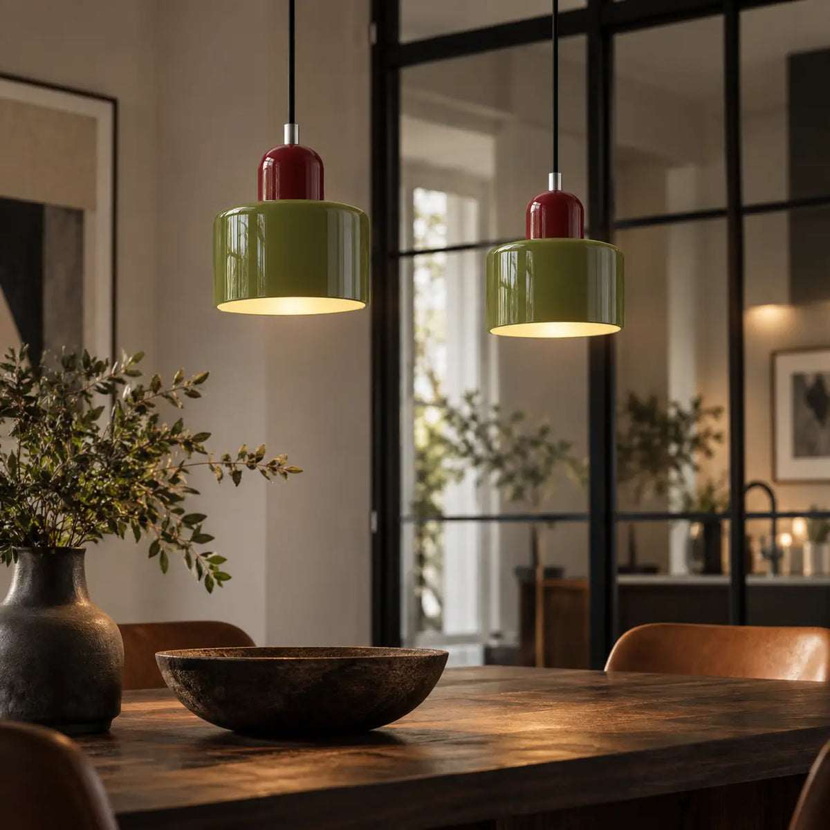 Suspension Verre Bicolore Design Bauhaus E27