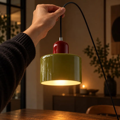 Suspension Verre Bicolore Design Bauhaus E27