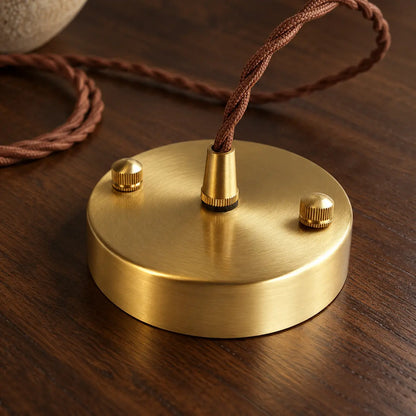 Suspension Vintage en Céramique Blanche et Dorée – Luminaire Rétro