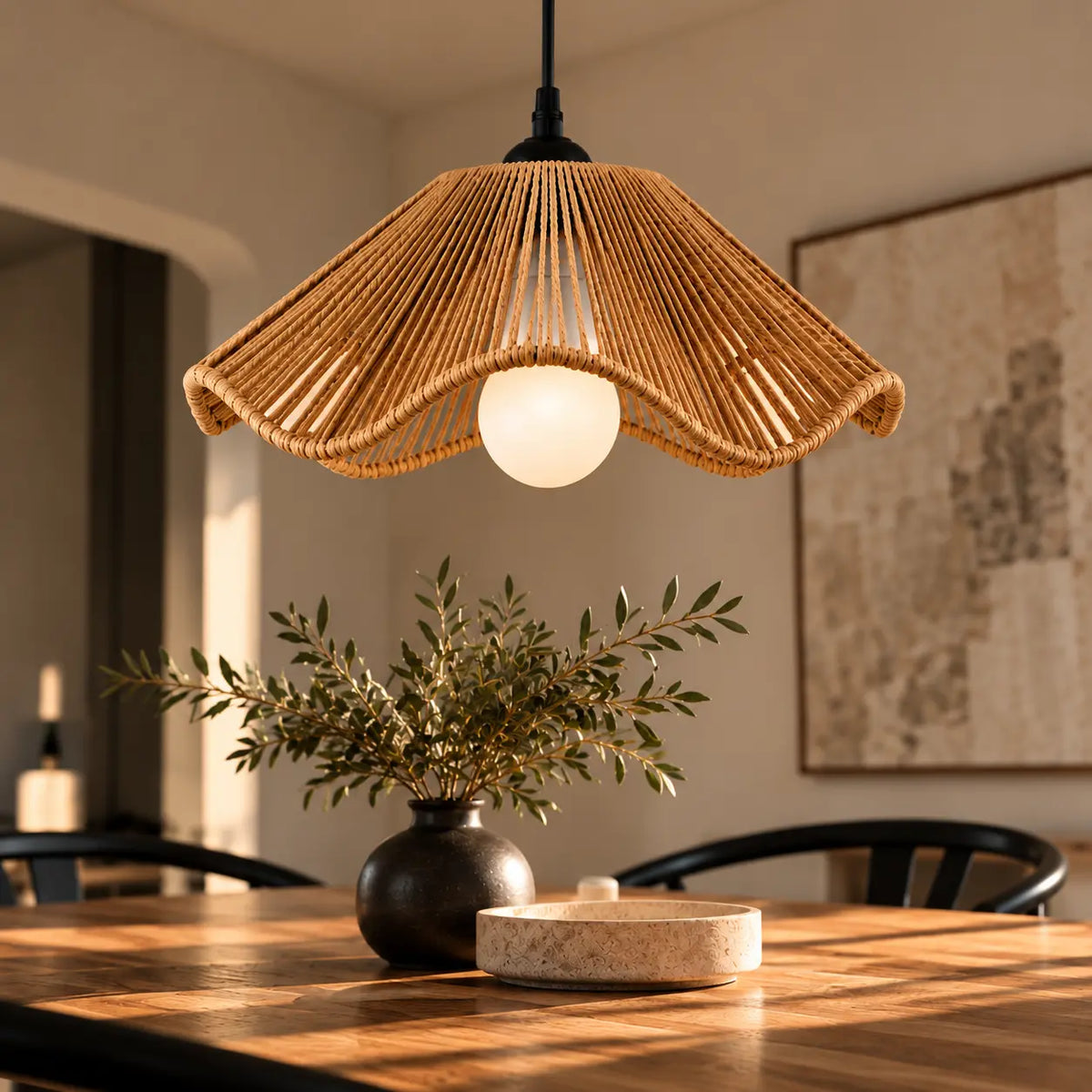 Suspension Bohème en Corde Tressée – Luminaire Naturel E27