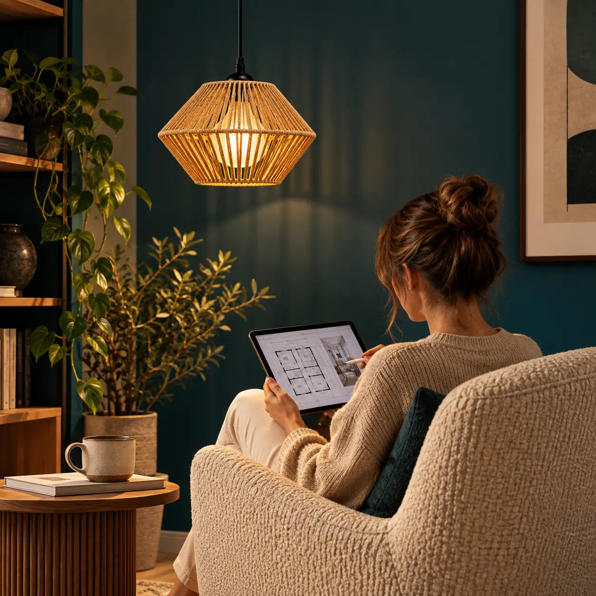 Suspension Bohème en Corde Tressée – Luminaire Naturel E27