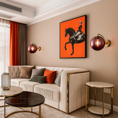 Applique murale en laiton avec globe en verre – Design rétro chic